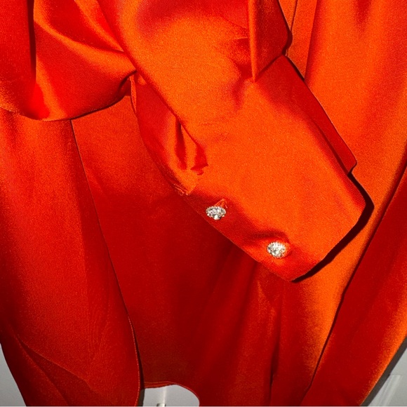 ZARA WOMAN ORANGE SATIN VOLUMINOUS SLEEVE BLOUSE SIZE Small - Picture 8 of 11